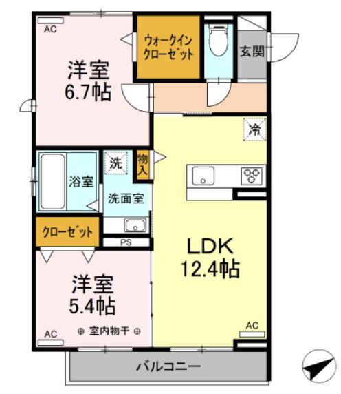 メゾン・サンティール(2LDK/2階)の間取り写真