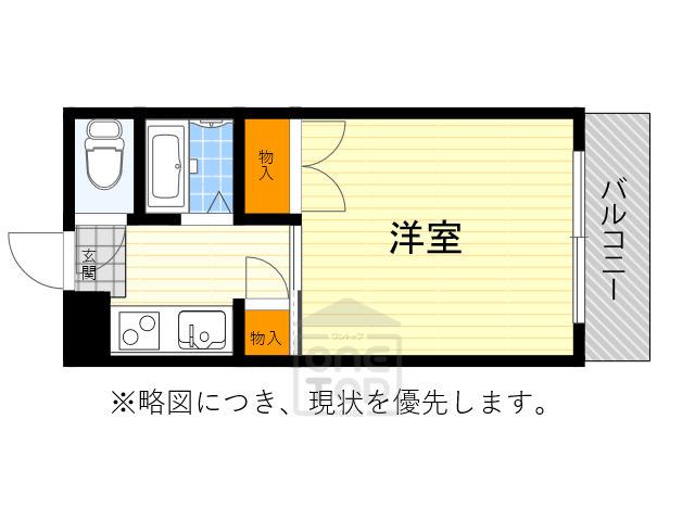 ギャレ豊津(1K/1階)の間取り写真