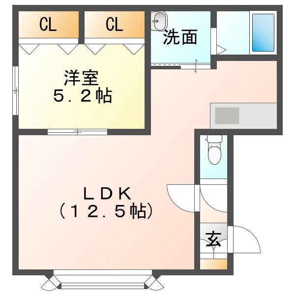 リビオ高砂(1LDK/2階)の間取り写真