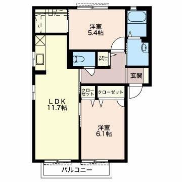 T・TOWNノースコート(2LDK/2階)の間取り写真