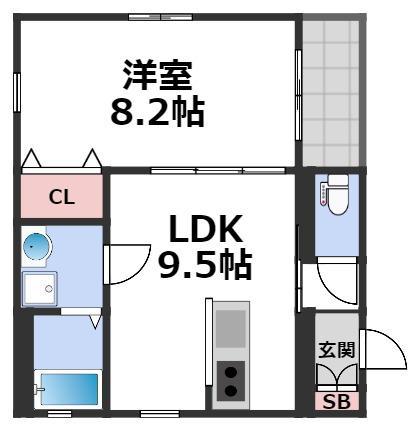 KTIレジデンス今里II(1LDK/4階)の間取り写真