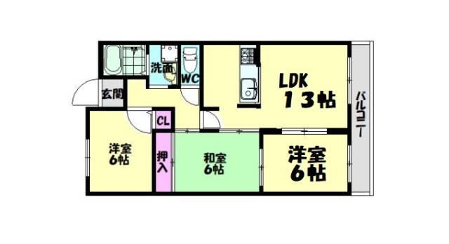 ブエナビスタ和泉中央(3LDK/2階)の間取り写真