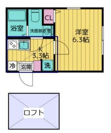 ベル・セゾン生田(1K/2階)の間取り写真