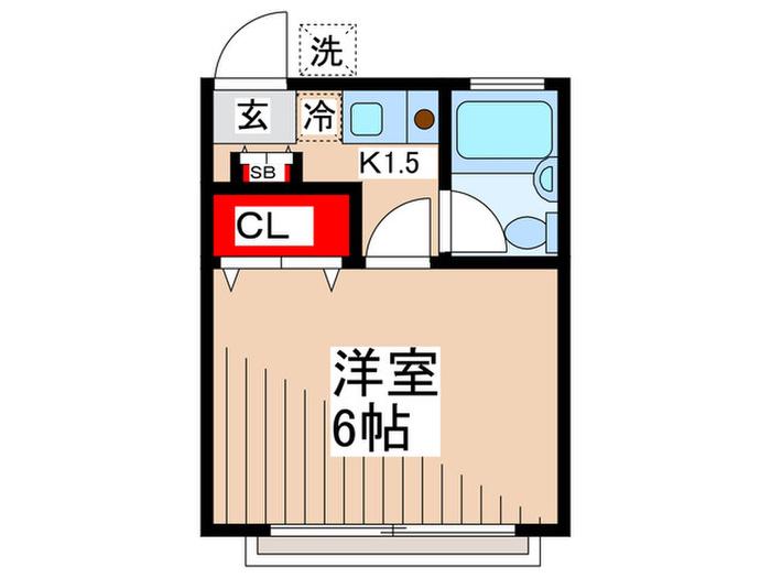 キャビン王子本町(1K/1階)の間取り写真