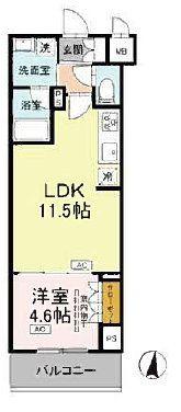 ロイジェント潮見(1LDK/6階)の間取り写真
