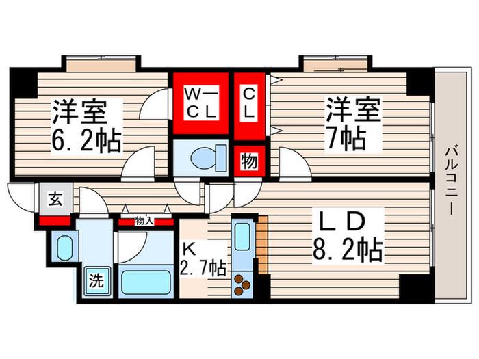 ベイシティ葛西2(2LDK/12階)の間取り写真