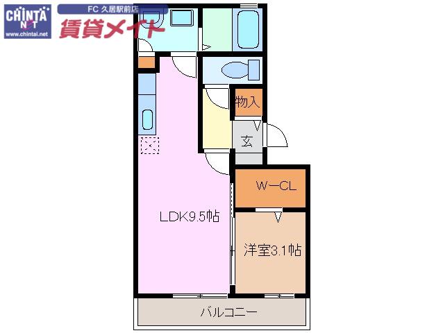 リビングタウンさくらだ(1LDK/2階)の間取り写真