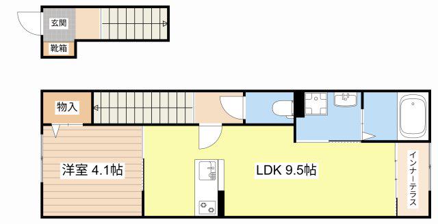 草津市草津3丁目アパート(1LDK/2階)の間取り写真
