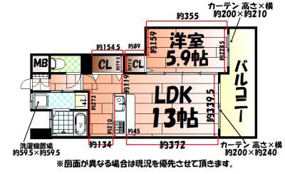 BAY SIDE ASANO ベイサイドアサノ(1LDK/6階)の間取り写真