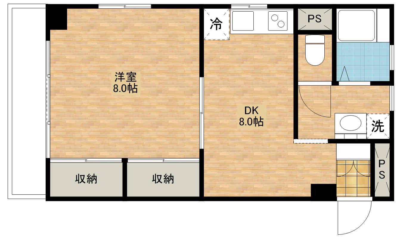 第2平和マンション(1DK/2階)の間取り写真