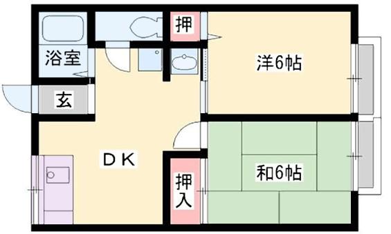 シティハイム平岡(2DK/1階)の間取り写真