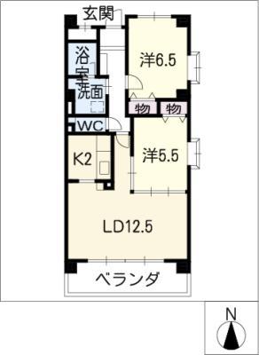 マイム月見坂(2LDK/3階)の間取り写真