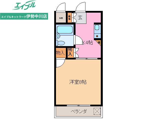 エレボールI(1K/3階)の間取り写真