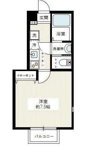 コンフォールMザ・ファースト(1K/1階)の間取り写真