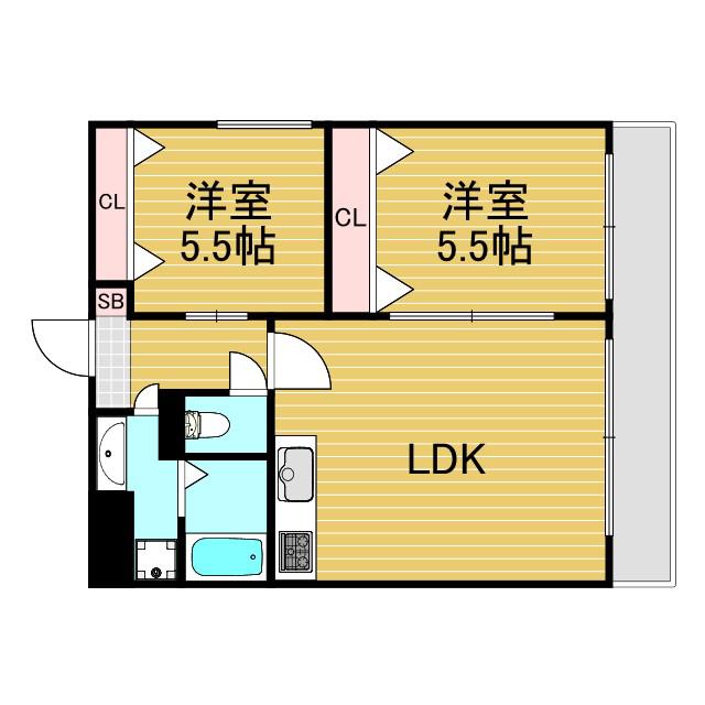 新大阪パークハイツ(2LDK/7階)の間取り写真