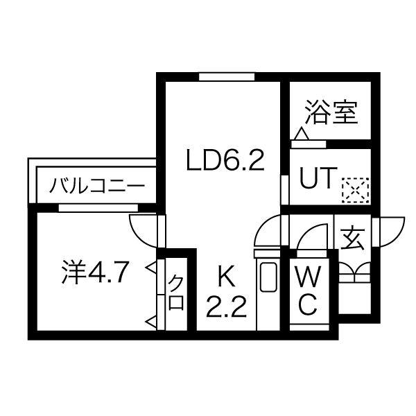 PEERSON S7W16(1LDK/1階)の間取り写真