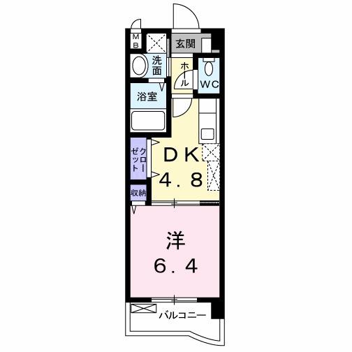 アーバンフォレスト片野(1DK/1階)の間取り写真
