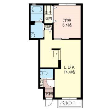 ナチュール白銀(1LDK/1階)の間取り写真