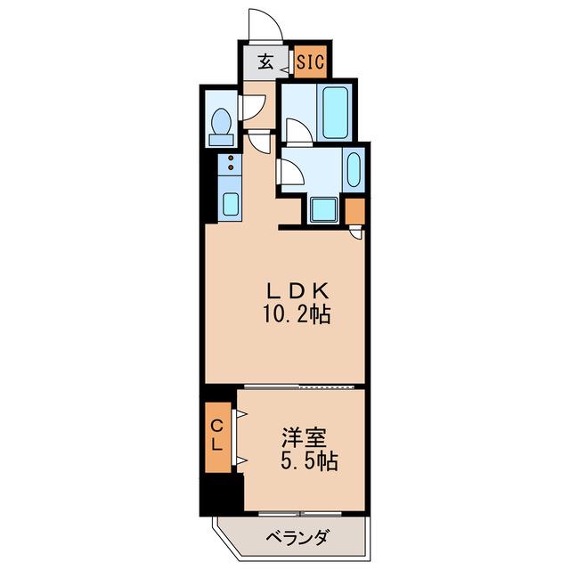 新栄アイサンメゾン(1LDK/3階)の間取り写真