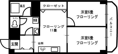 メゾンゴールドマンション(2LDK/5階)の間取り写真