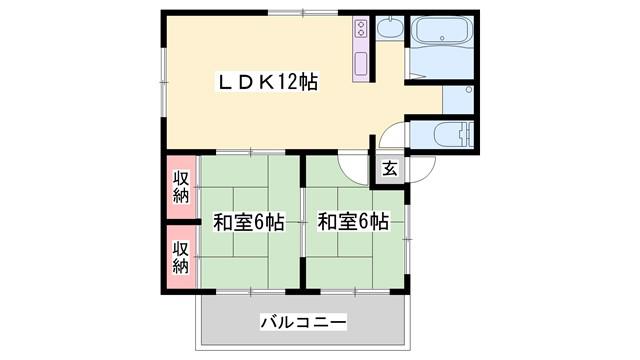 ソワレハイム(2LDK/1階)の間取り写真