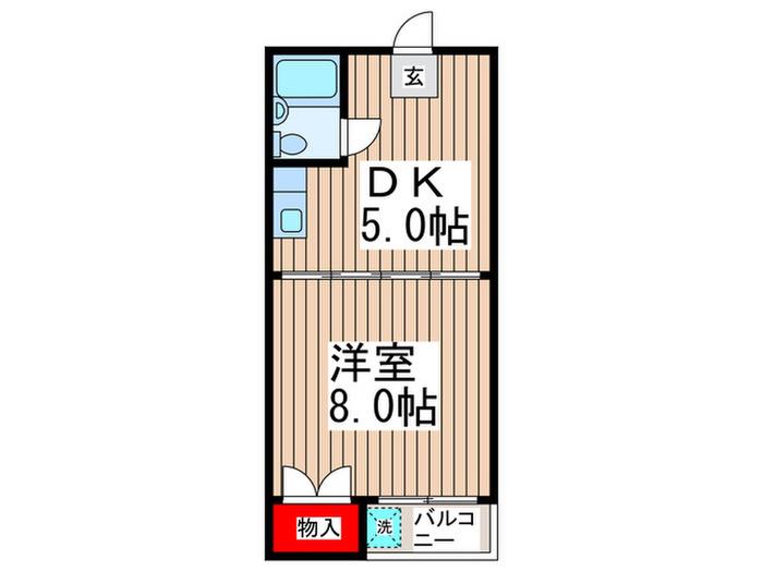 コスモスビレッヂ(1DK/3階)の間取り写真