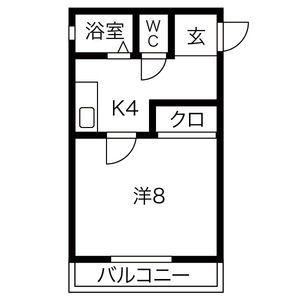 ドエルKMII(1K/1階)の間取り写真