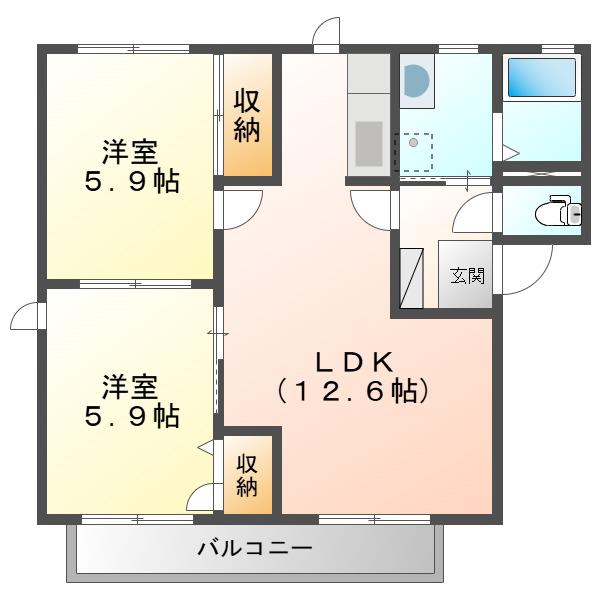 フィールドタウン C(2LDK/1階)の間取り写真