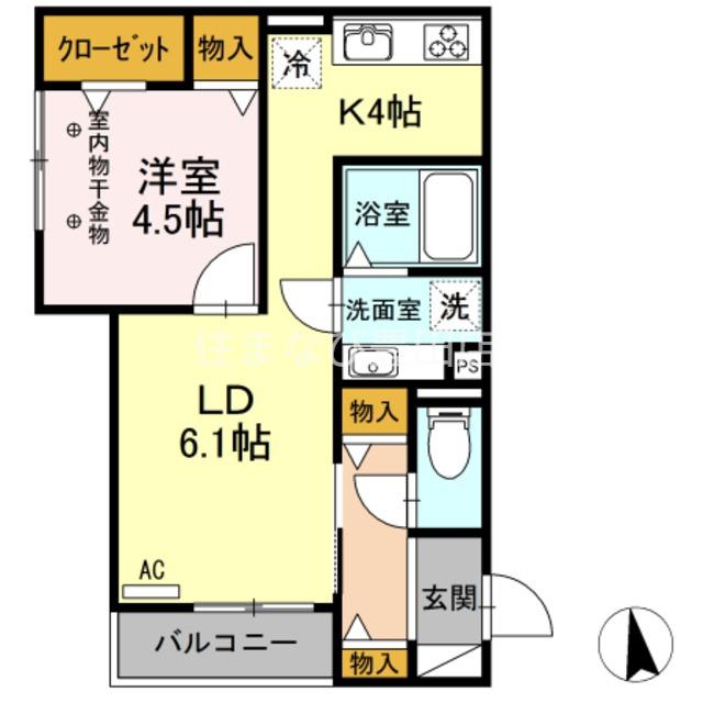 ヒルズ三好(1LDK/1階)の間取り写真