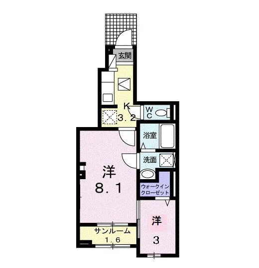 I・VILLAGE大手町 C(2K/1階)の間取り写真