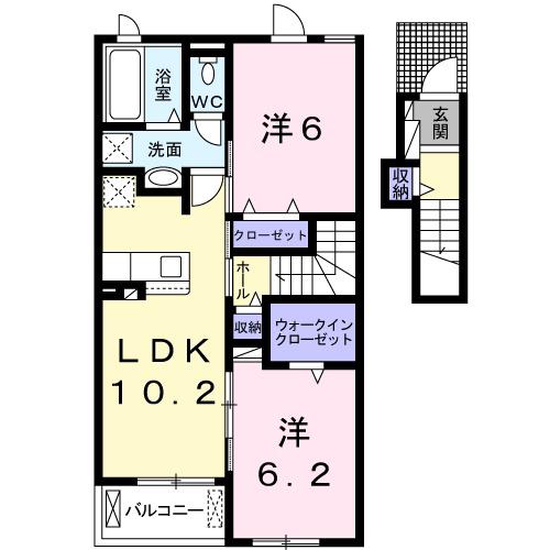 カンプ・ノウ(2LDK/2階)の間取り写真