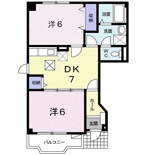 フェアリーランド B(2DK/1階)の間取り写真