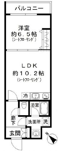 ファインクレスト巣鴨(1LDK/4階)の間取り写真