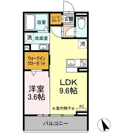 LUCE(1LDK/2階)の間取り写真
