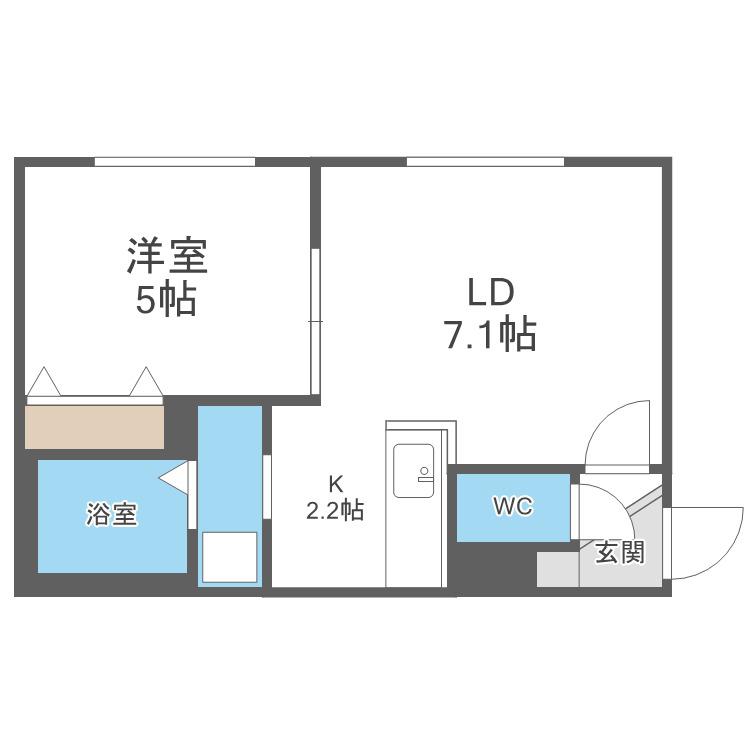 グランド北32条(1LDK/1階)の間取り写真