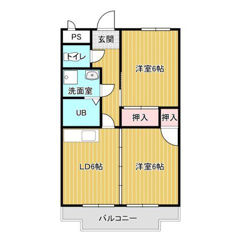 クレール壱番館(2DK/1階)の間取り写真