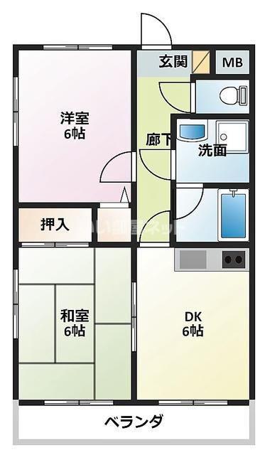 エスポワール忠生(2DK/2階)の間取り写真