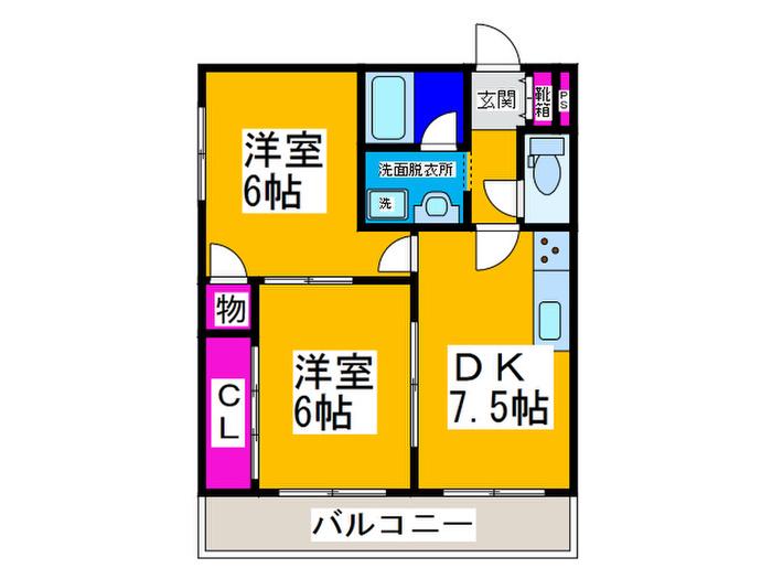 NOVE土亀(2DK/3階)の間取り写真