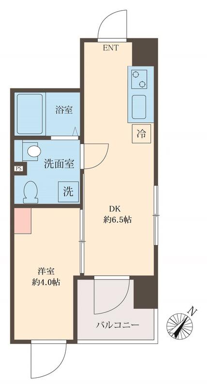 スフィア日本橋富沢町(1DK/4階)の間取り写真
