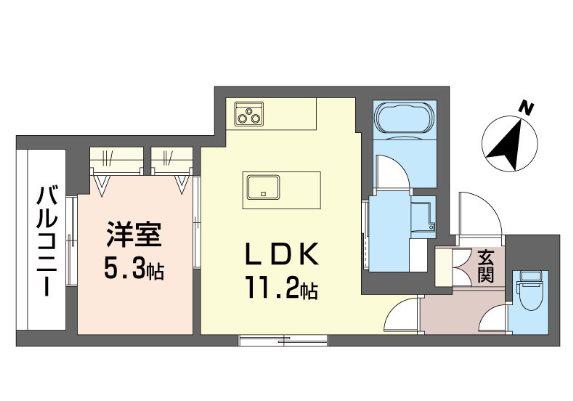 リトルベアー(1LDK/2階)の間取り写真