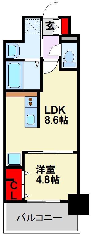 エスペランサ大橋II(1LDK/2階)の間取り写真