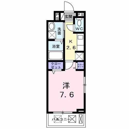 ルーベル昭和町(1K/2階)の間取り写真