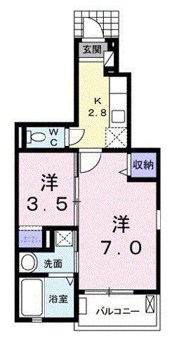 ムーン シーサ(2K/1階)の間取り写真