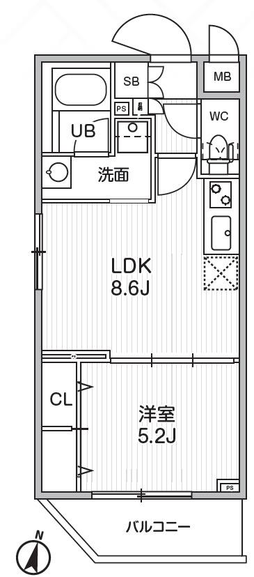 ALIVIS志村三丁目(1LDK/5階)の間取り写真