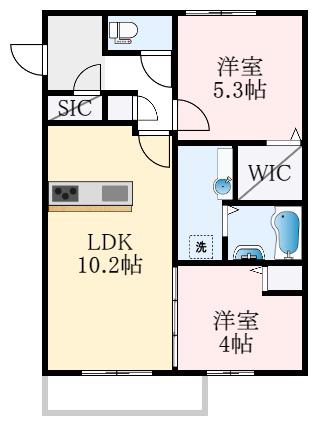サウス グランツI(2LDK/2階)の間取り写真