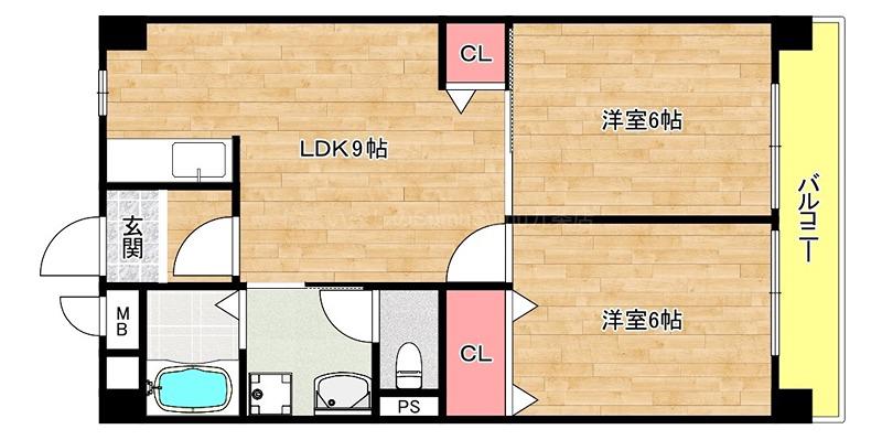 ロイヤルハイツ河田(2LDK/5階)の間取り写真