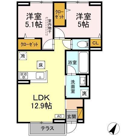 LA MAISON MASHA(2LDK/1階)の間取り写真