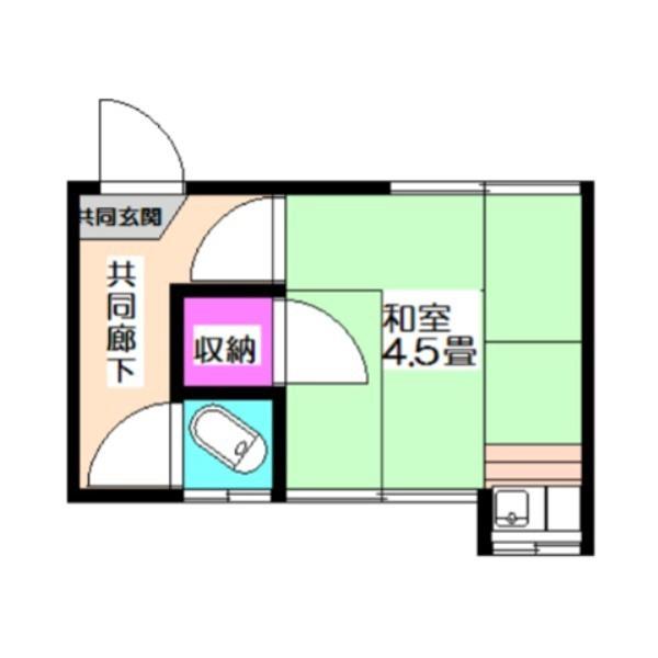 第2やよい荘(ワンルーム/1階)の間取り写真