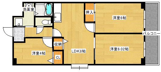 三篠北パークマンション(3LDK/2階)の間取り写真