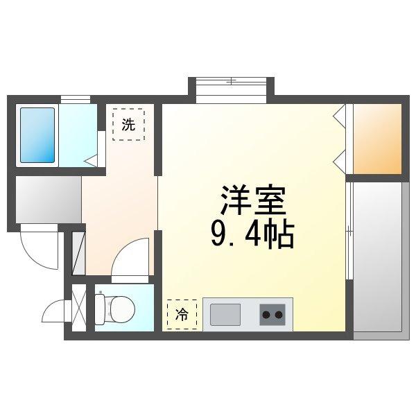 パレス新都心(ワンルーム/3階)の間取り写真